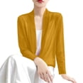 thumbnail image 4 of Jackets For Women Long Sleeve Ice Silk Knit V Neck Cardigan with Skirt, Yellow , Size XL-7XL, 4 of 5