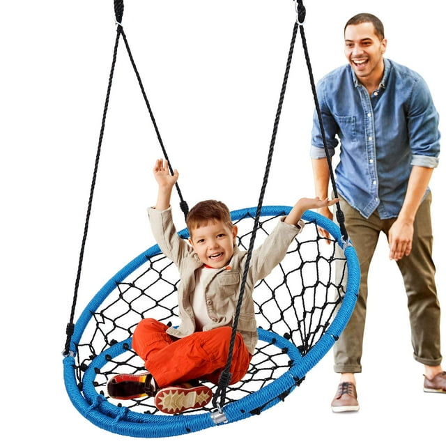 SereneLife - Silla con Columpio de Red Colgante de 35.5 Pulgadas, Columpio Redondo para Todas Las Es multicolor