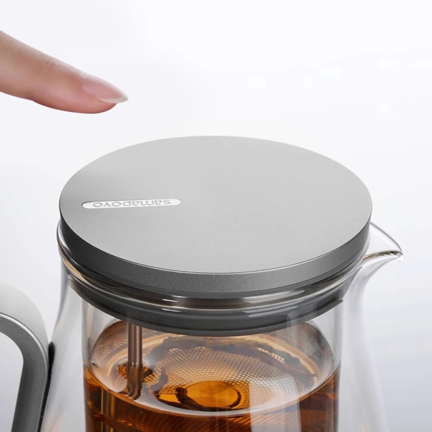 Heat-Resistant Glass Teapot, Magnetic Switch, Gunmetal Black 800ml