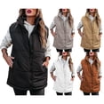 thumbnail image 6 of KelaJuan Women Winter Quilted Vest Casual Sleeveless Zipper Closure Stand Collar Solid Color Waistcoat Winter Warm Outwear, 6 of 6