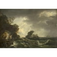thumbnail image 2 of Claude-Joseph Vernet 18x14 Gold Ornate Wood Frame and Double Matted Museum Art Print Titled - A Shipwreck (1728 - 1789), 2 of 4