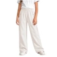 thumbnail image 2 of ITSAME Girls Wide Leg Cargo Pants Elastic Waist Multi-Pocket Loose Fit Kids Full Length Casual Pants White Size 13-14, 2 of 5