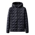 thumbnail image 1 of Custom Logo Zip Solid Color Quilted Hooded Blank White Duck Down Women Casual Down Puffer Jacket, 1 of 5