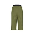 thumbnail image 4 of Womens Pants,Xunlbb Women’s Elastic Waist Summer Solid Casual WithPockets Outing Pants Capris on Clearance,Green S, 4 of 5