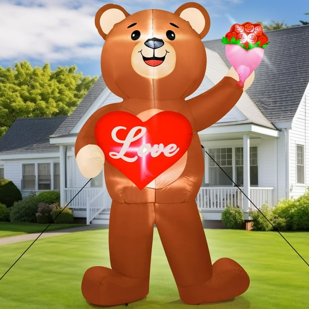 Oso hinchable Melisheer de 8 pies para el día de San Valentín con luces LED