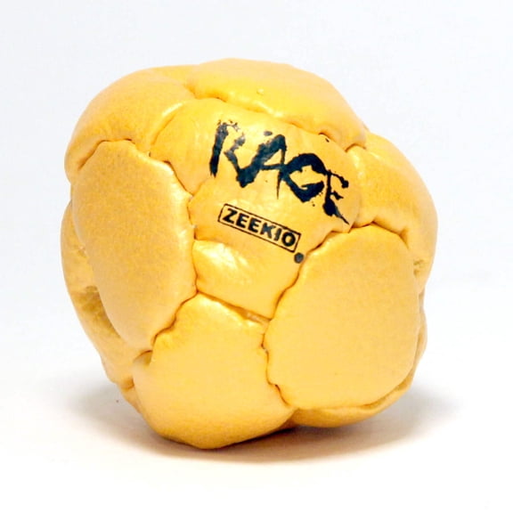 Zeekio Rage Footbag - Leather 14 Panel - Pellet Filled - Yellow