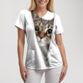 thumbnail image 4 of NIEWTR Women's V Neck Pet Print Scrub Tops Soft Medical Nurse Uniform Shirts with Pockets Casual Work Wear(Light Gray,M), 4 of 8