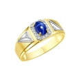 thumbnail image 6 of RYLOS Men's Rings 14K Yellow Gold Classic 7X5MM Oval Gemstone & Diamond Ring Blue Star Sapphire September Birthstone Rings For Men Size 8, 6 of 7