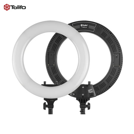 Tolifo R-48B Lite 18 Inch LED Video Ring Light Studio Photography Lamp 48W Adjustable Brightness 3200-5600K Color Temperature with Make-up Mirror Smartphone Holder Carrying