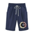 thumbnail image 3 of Hoy Oferta Flash! QATAINLAV Summer Shorts for Women 4th of July Patriotic Cute Knee Length Bermuda Shorts Lightweight Linen Wide Leg Beach Short Pants with Pockets Navy XL, 3 of 4