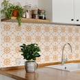 thumbnail image 3 of Mi Alma Removable Vinyl Floral Orange Cream Backsplash Tile Stickers, 24pcs, 3 of 12