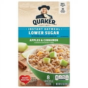 Quaker Instant Oatmeal, Lower Sugar Apple Cinnamon, 8.7 Oz