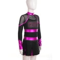thumbnail image 4 of Kaerm Tenue d'Uniforme de Cheerleading pour Filles Enfants, Robe Plissée à Manches Longues avec Strass, Cosplay, Robe Fantaisie, Noir&Rose Vif 8, 4 of 7