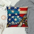 thumbnail image 2 of Creowell 4th of July Patriotic Decorative Throw Pillow Covers, America Freedom Turtle Anchor Truck Star Nautical Outdoor Home Decor, American Plaid Stripes Beach Coastal Couch Cushion Case White, 2 of 5