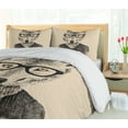 thumbnail image 5 of Ambesonne Hipster Duvet Cover Sets, Hand Drawn Wolf and Glasses, 2-Queen, Beige Charcoal Grey, 5 of 7