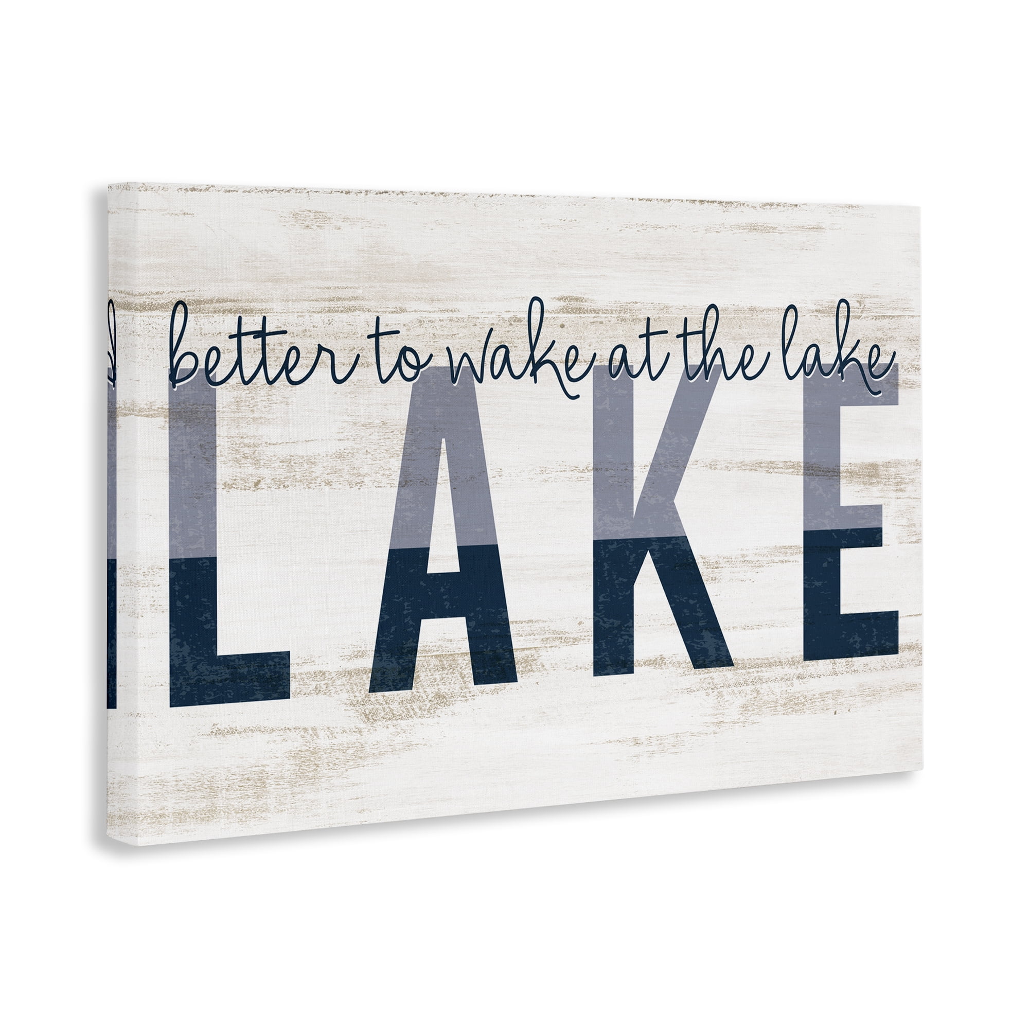 Stupell Industries Wake at Lake Rustic Text & Numbers Painting Wrapped Canvas Art Print Wall Art, 24 x 16