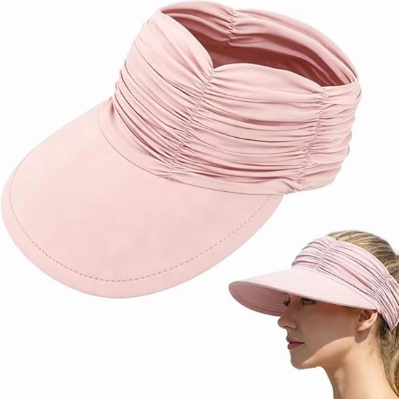Women's UPF 50 UV Protection Sun Visor Hat, Wide Brim Lightweight Foldable Ponytail Cap Hats for Women Summer