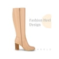 thumbnail image 3 of BLISSFUL STEP Round Toe Chunky Heel Knee High Boots for Women Nude (Size 7), 3 of 5