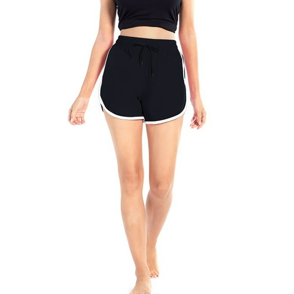 Clearance Women Petite's Workout Shorts Running Dolphin Short Yoga Fitness Gym Athletic Shorts,Drawstring Lightweight Cute Comfy Dancing Lounge Shorts Summer Exercise Bottoms,S-XL Black