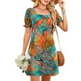 thumbnail image 4 of Summer Dresses for Women 2025 Casual Cute Square Neck Puff Short Sleeve Dress with Pockets, 4 of 6