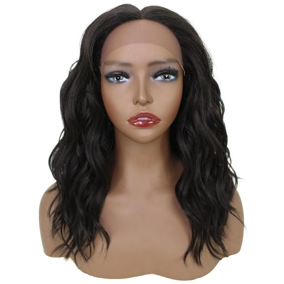 LUXLUXE Riley 20-inch Wavy 5" Freedom Parting Swiss Lace Front Wig with Baby Hair, Heat Resistant Synthetic Fiber Hair Multipole colour Option, BL-0162
