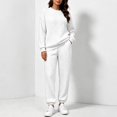 thumbnail image 2 of Gfyviroh Women's Textured Sweatsuits 2 Piece Outfits Crewneck Sweatshirts and Jogger Sweatpants Stylish Tracksuit Solid Lightweight Loose Casual Set, 2 of 8