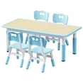 thumbnail image 6 of Brelley Toddler Table and 4 Chairs Set, Height Adjustable, Suit for Ages 2-10, Blue and Wooden Finish, 6 of 11