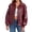 Burgundy, variant on Womens Oversized Leather Bomber Jackets Cap Sleeve Zip Up Motorcycle Coats with Pockets