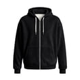 thumbnail image 4 of WULMLEO Waffle Knit Hoodies for Men Full Zip Drawstring Hooded Sweatshirts with Pocket Lightweight Loose Fit Athletic Jackets Black 3XL, 4 of 5