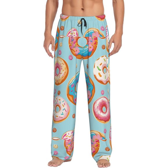 Fotbe Colorful Donut Pantalones de Pijama para Hombre, Pantalones de Dormir, Pantalones de Casa con Cintura Ajustable y Bolsillos-X-Large