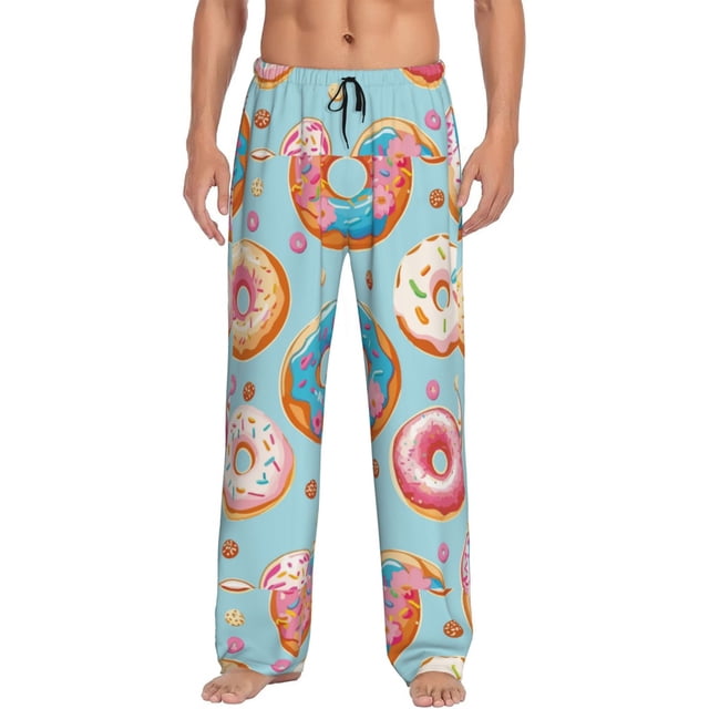 Fotbe Colorful Donut Pantalones de Pijama para Hombre, Pantalones de Dormir, Pantalones de Casa con Cintura Ajustable y Bolsillos-X-Large
