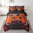 thumbnail image 3 of Orange Gaming Comforter Set 7 Piece Bed in a Bag Twin,Gamer Bedding Sets Neon Lights Abstract Geometry Sheet Set with Comforter Gamer Room Decor, 3 of 5