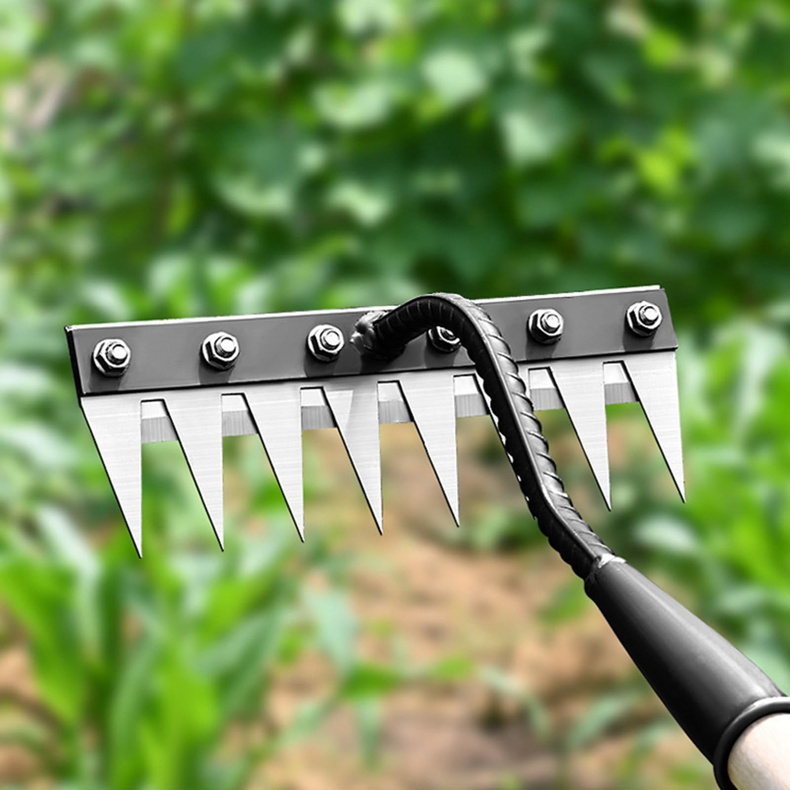 Carbon Steel Garden Hand Rake, Heavy-Duty Garden Hand Weed Puller with Carbon Steel Teeth, for Gardening, Yard Lawn, Flower Beds, Soil Cultivation