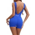 thumbnail image 3 of INSPIRE CHIC Women's Workout Jumpsuits Backless Tummy Control Jumpsuits V Back Yoga Romper M Blue, 3 of 5