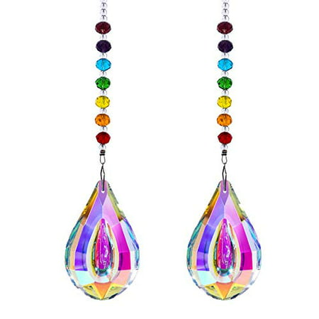

Nice Dream Sun Catcher Feng Shui Crystals Suncatchers for Window with Rainbow Chakra Bead and 76mm Chandelier Crystal Prism Drops (2Pcs)
