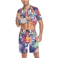 thumbnail image 3 of joogoo Men's Pajama Set Abstract Tiger V-Neck Pj Shorts Set 2 Piece Loungewear Sleepwear S, 3 of 7