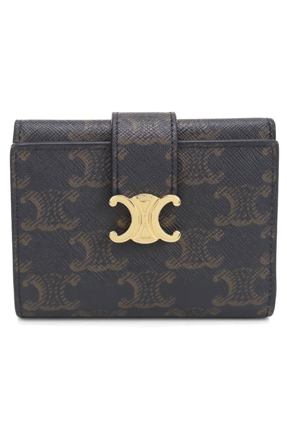 Pre-Owned CELINE Celine Tri-fold Wallet Fine Strap Nino Triomphe Canvas Women's Brown