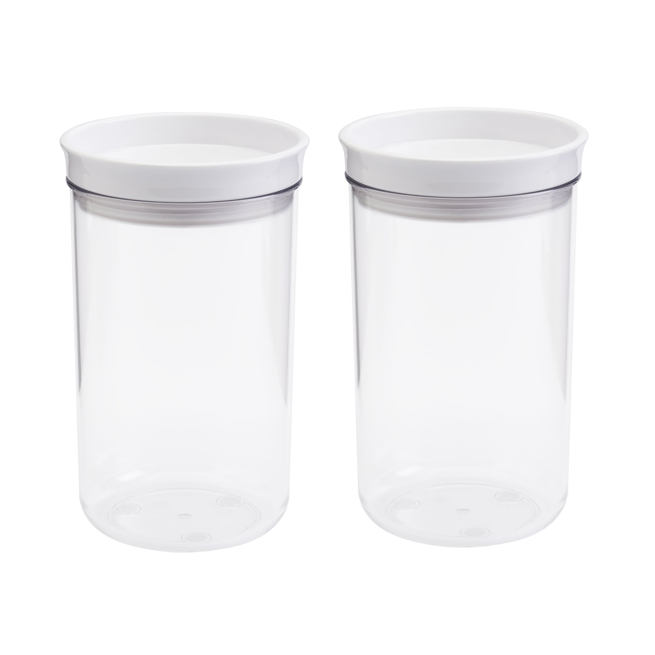 Mason Craft & More 2 Piece Medium Clear Plastic Tall Food Storage Canisters Containers Set Airtight Dishwasher Safe, 29 oz.