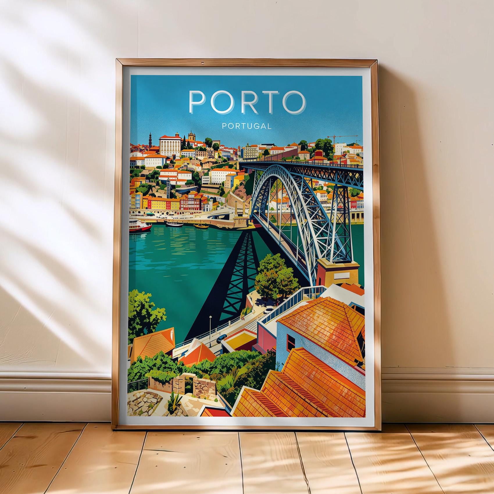 Porto Travel Featuring Portugal And Porto Retro Wall Art Vintage Travel Wall Art Poster , Poster Print Only