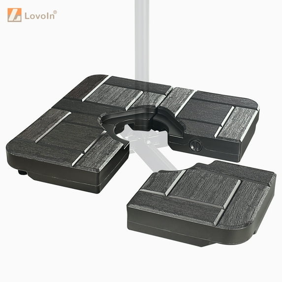 LovoIn | 4-Piece Heavy Duty Water & Sand Filled Weighted Base Offset Cantilever Hanging Patio Umbrella Base for Banyan Offset Hanging Umbrella - Black