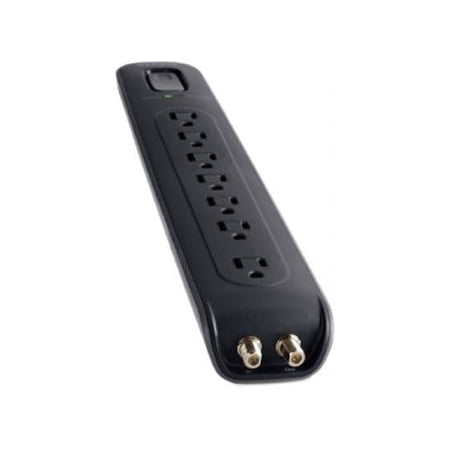 UPC: 0722868758038 | BELKIN BV107030-04-BLK 4 ft 7 Outlets Surge Suppressor with Telephone Protection