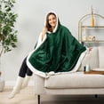 thumbnail image 3 of Wearable Blanket for Adult Women, Cozy Plush Fleece Blanket Poncho Cape with Hood, Super Soft Shawl, Angel Wrap Throw for Office, Dark Gray, 3 of 9