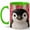 Green, variant on Stained Glass Penguin Coffee Mug, Arctic Bird Mug, Ceramic 11 oz