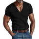 thumbnail image 1 of Camisas de Manga Corta de los Hombres con Cuello en V Top de Color Sólido, Blusa Casual para el Aire Libre, el Ocio Y el Uso Diario de Verano, 1 of 5