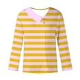 thumbnail image 4 of Kaemgyyd Going out Tops for Women Fashion Asymmetrical Neck Shirt Striped Long Sleeves Casual Color Block Pullover, 4 of 5