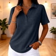 thumbnail image 3 of Dwellite Women's Polo Shirts Short Sleeve Waffle T-Shirt Summer Casual Tennis Work Athletic Tops Dark Blue 3XL, 3 of 5