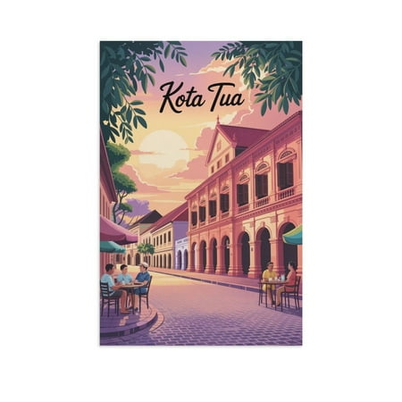 Jakarta Kota Tua Sunset Poster Old Town Travel Indonesia Retro Vintage Wall Art Print Poster