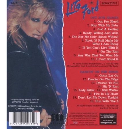 Lita Ford Out For Blood / Dancin' on the Edge CD
