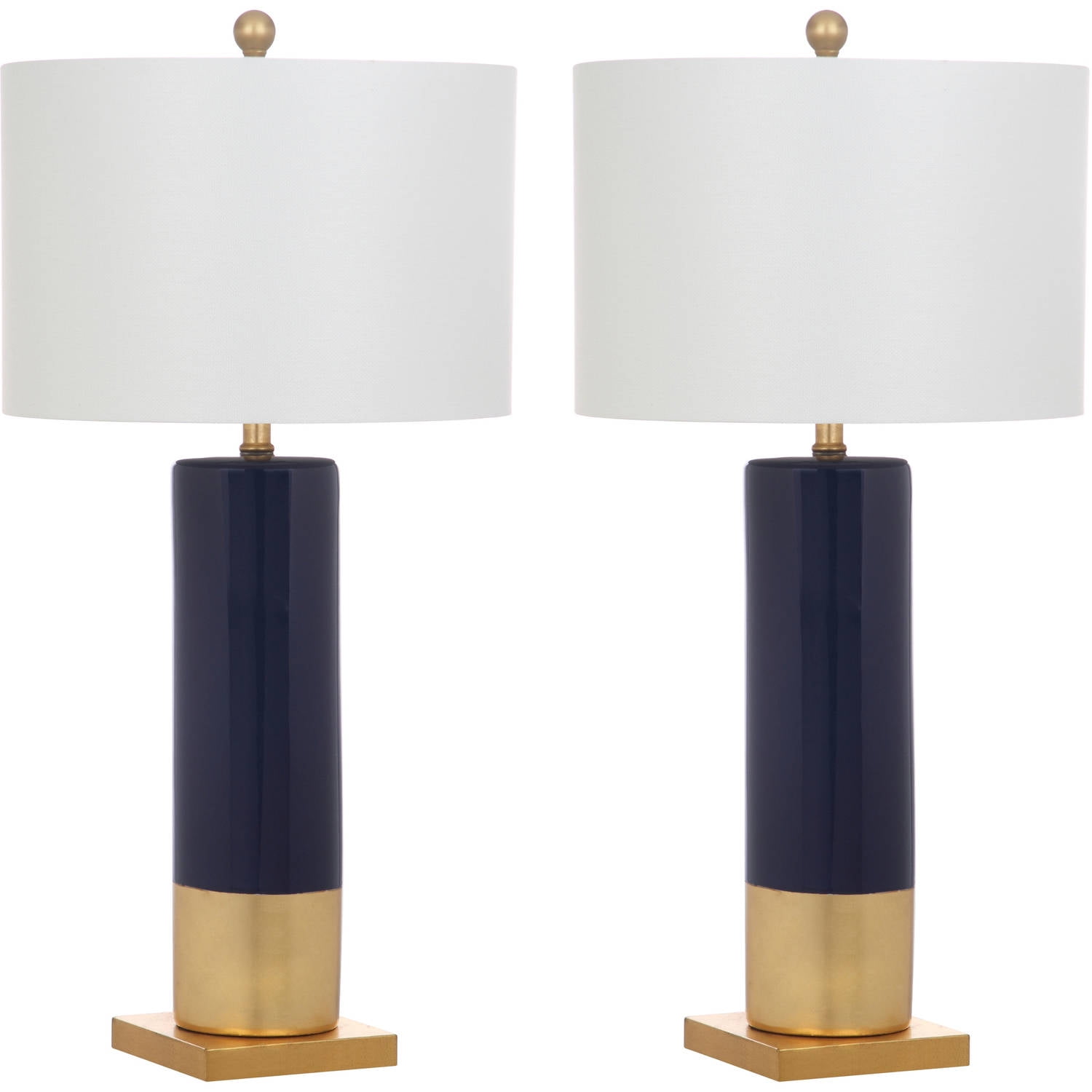 Safavieh Dolce 31 High Table Lamp With Cfl Bulb Navy Gold Off White Shade Set Of 2