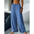 thumbnail image 4 of Women'S Loose Fit Solid Color Elastic Waist Pocket Straight Leg Casual Pants M, 4 of 8